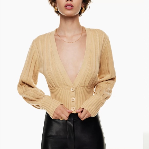 Aritzia Wilfred plunge front cardigan burnt red size XL - Picture 2 of 3